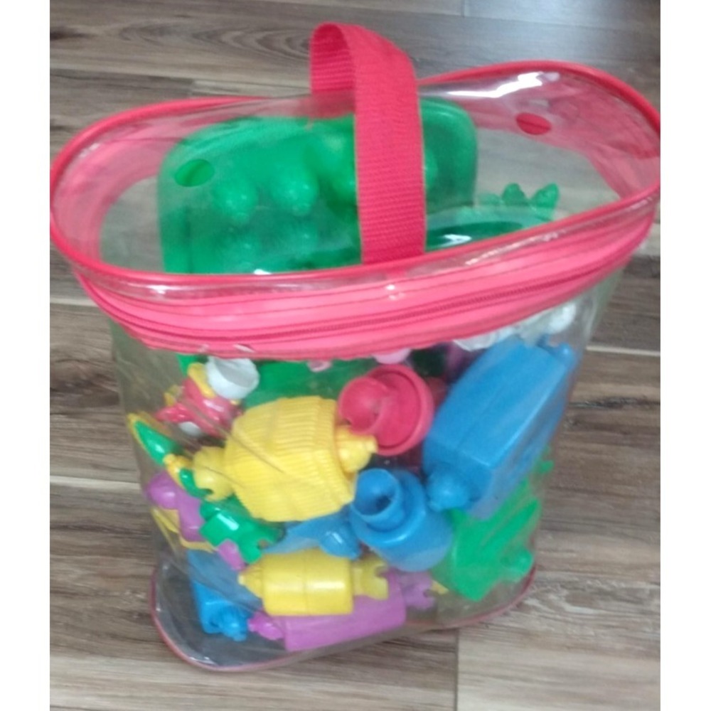 VTG Fisher-Price Pop-Onz Creative Building System w Base Plate Bag Animals 24pc - Picture 6 of 7
